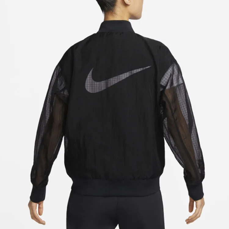 Nike Women'ss Stand Collar Windproof Jacket Black-2