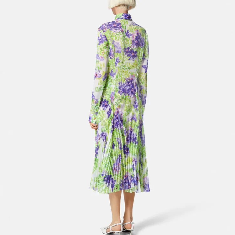 VERSACE SS23 Holiday Long-Sleeved Dresses Women's Green-3