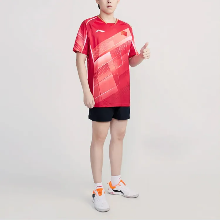 LiNing Table Tennis Series T Shirt Men's Cherry Total Crimson-4