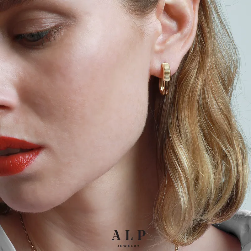 ALP JEWELRY 14K Vacuum Gold Plated U Shaped Hoop Earrings Unisex-4