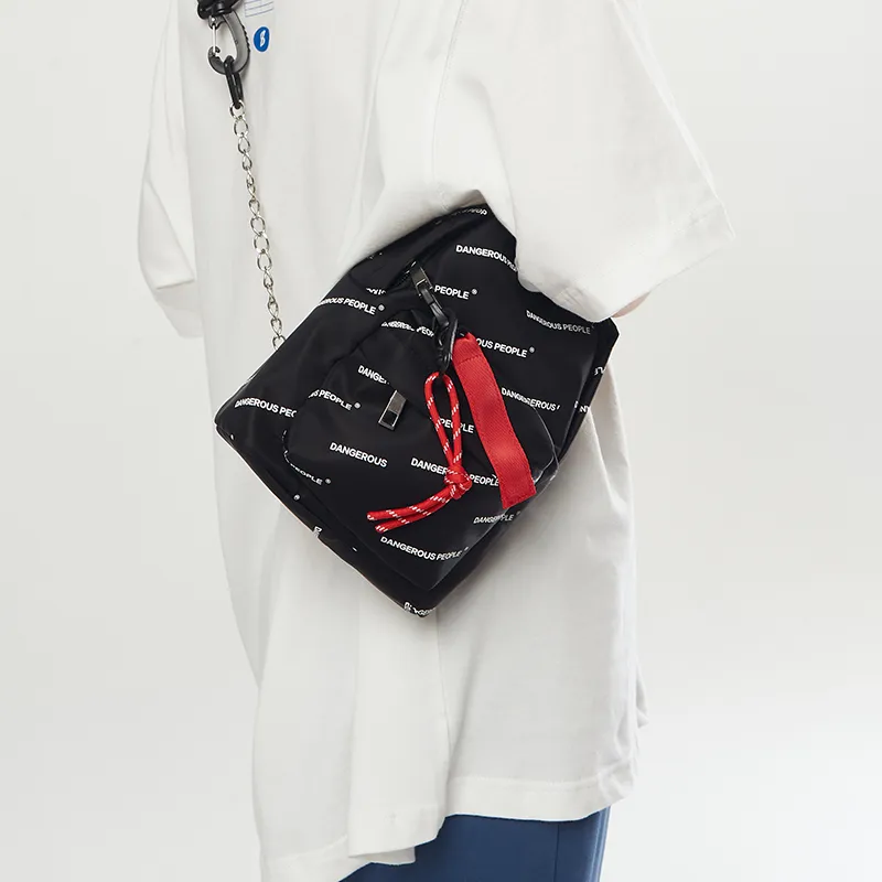 DANGEROUSPEOPLE Polyester Shoulder Bag Crossbody Bag Handbag Sling Bag Regular Unisex Black/White-3