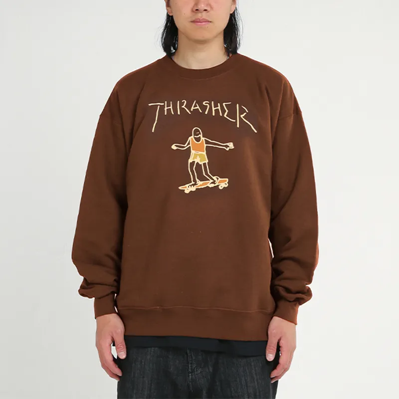 Thrasher Crew Neck Loose Fit Regular Sweatshirt Winter US Version Unisex Chocolate-2