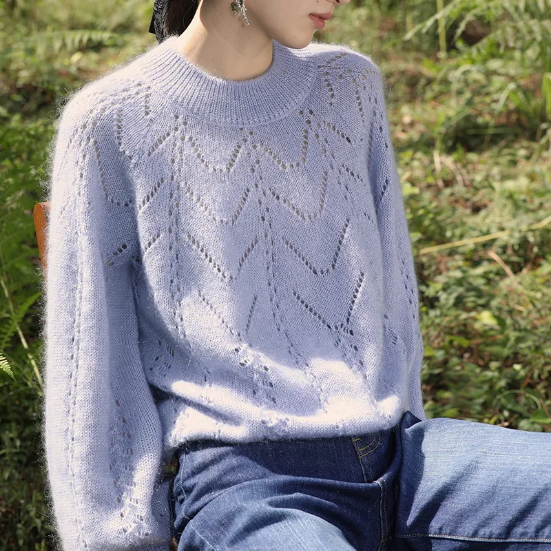 Even Vintage Loose Fit Sweater Women's Haze Blue-2