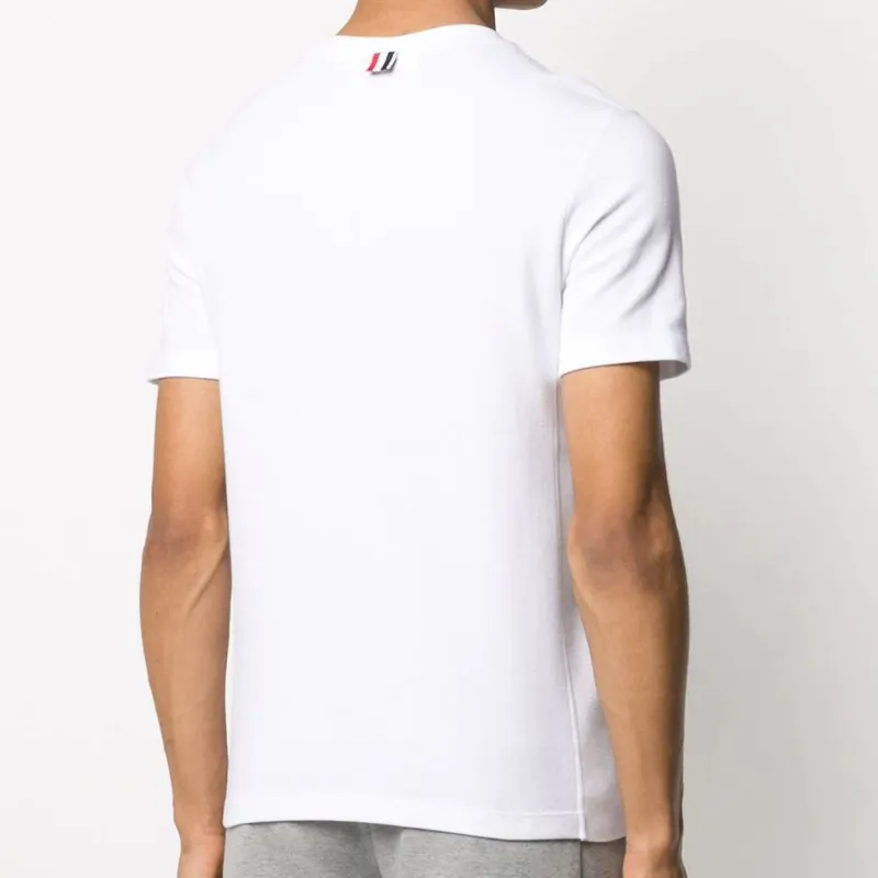 THOM BROWNE Classic Pique Rib Cuff Rwb Tee-2