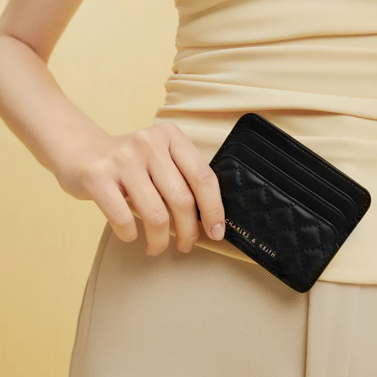 CHARLES&KEITH PU Leather Card Holder Mini Women's Black/Pink/Mint Green-3