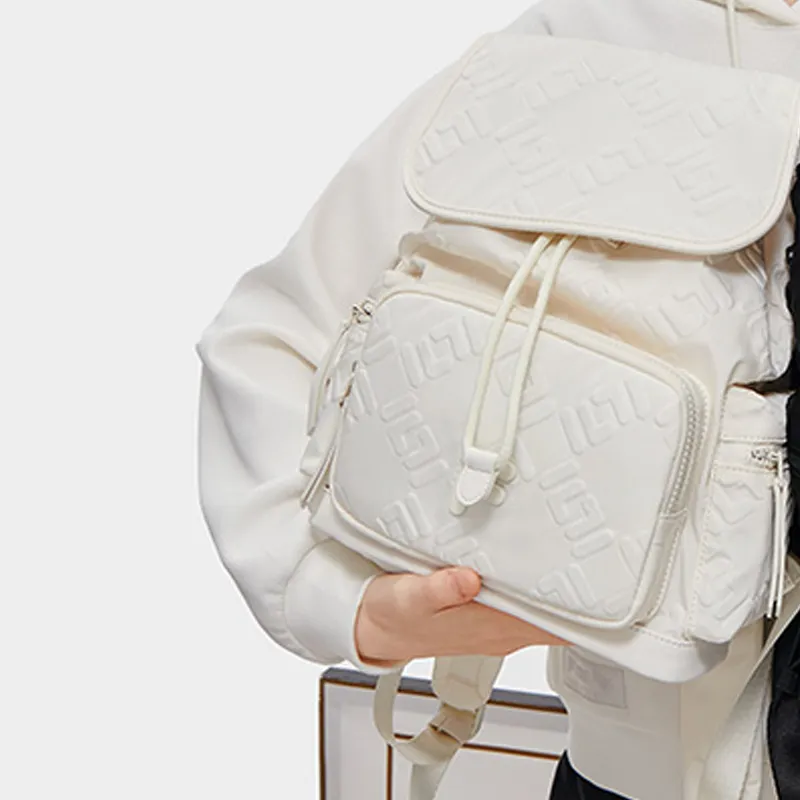 FILA FUSION PU Synthetic Leather Backpack Regular Women's White-5