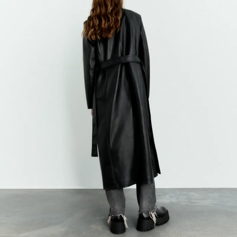 ZARA Trench Coats Women's Black-3