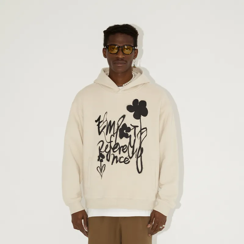 EMPTY REFERENCE Hooded Loose Fit Regular Sweatshirt Unisex Ivory-2