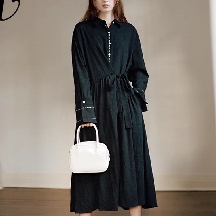 Even Vintage A-Line Skirt Dress Black-2