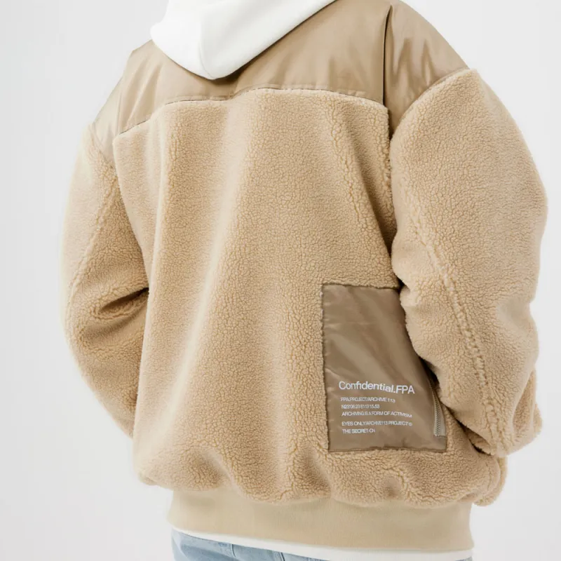 FPA Letter Solid Color Baseball Collar Loose Fit Moderate Puffer Jacket Unisex-4