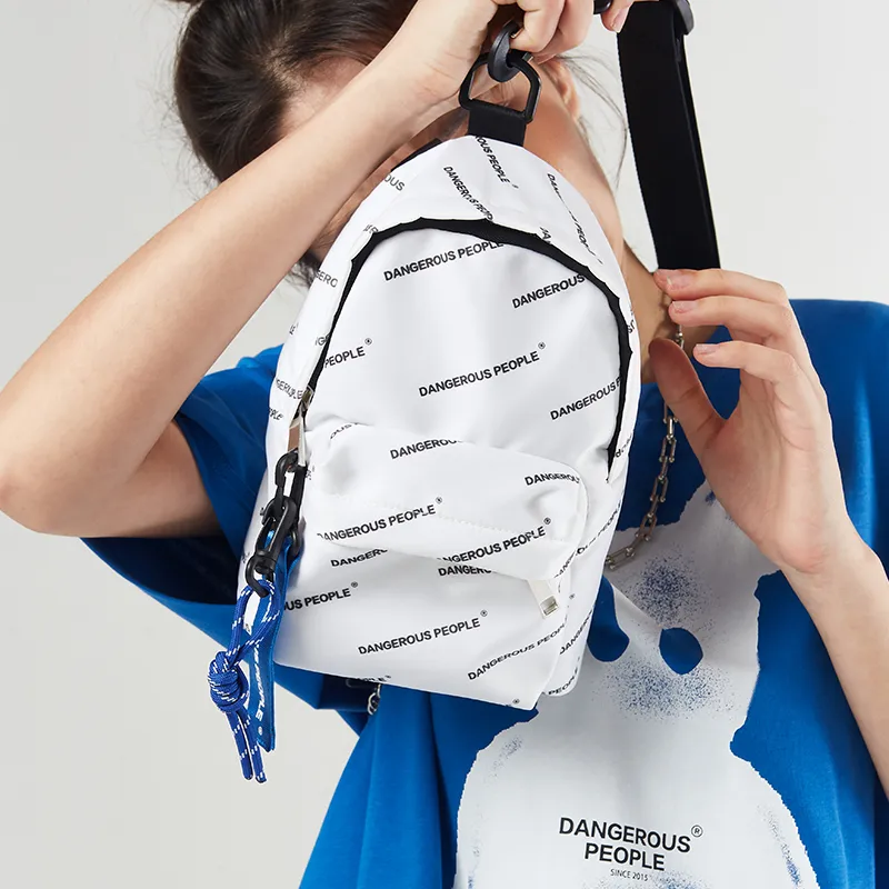 DANGEROUSPEOPLE Polyester Shoulder Bag Crossbody Bag Handbag Sling Bag Regular Unisex Black/White-5