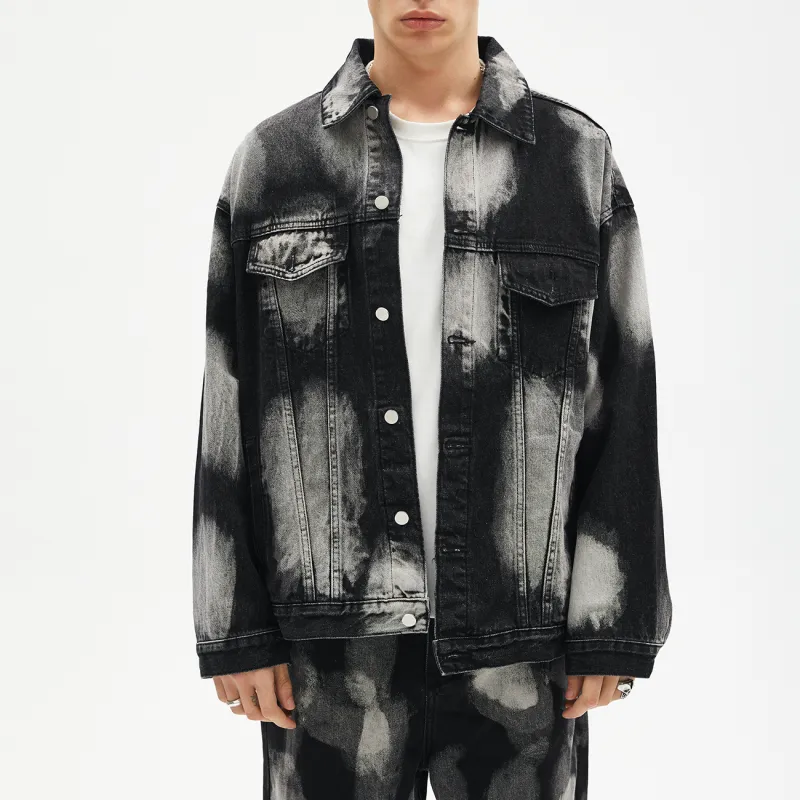 A11SLAVE Loose Fit Denim Jacket Unisex Black Gray Color-4