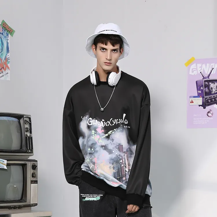GENANX Crew Neck Loose Fit Sweatshirt Unisex-2