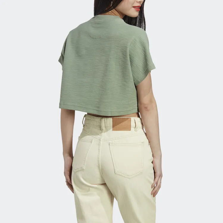 Adidas Lounge Crop Tops Women's Green-2
