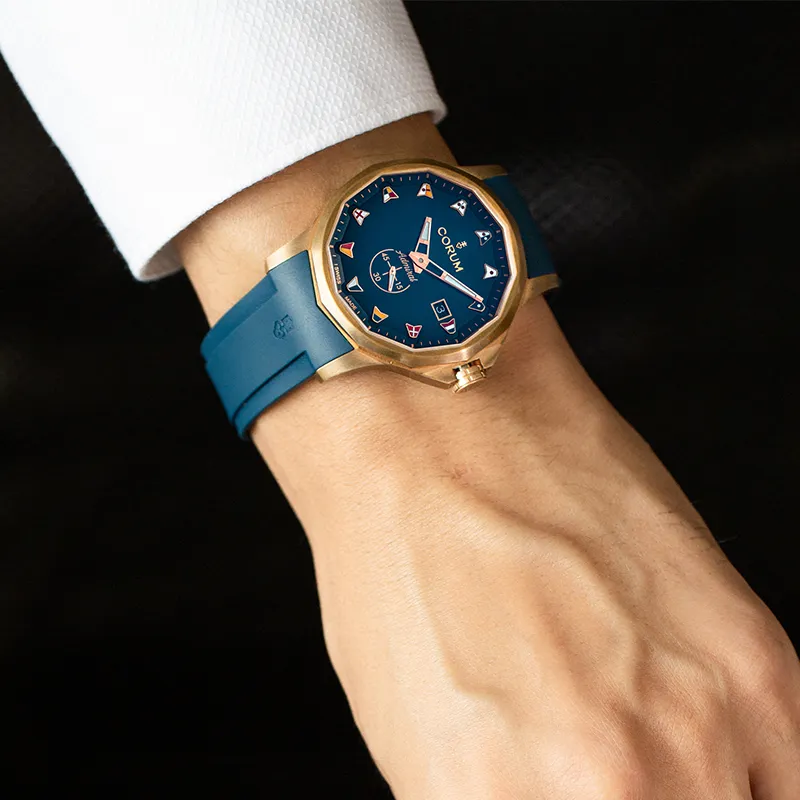 Corum Admiral Collection Mechanical Movement Men's Watches Watch 42mm Blue Dial Copper Watch Case Rubber Strap-1