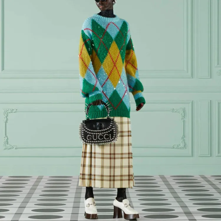 GUCCI Sequinned Argyle Jumper Dress-1