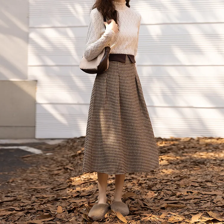 MISHOW Casual Long Skirts Women's Chocolates Coffee-2