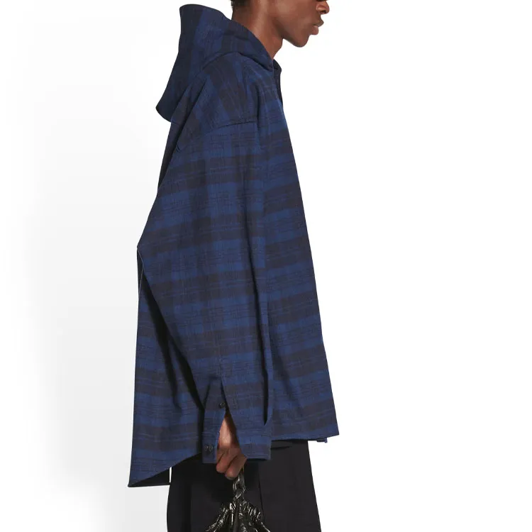 Balenciaga Checked Hooded Shirt Coat-7