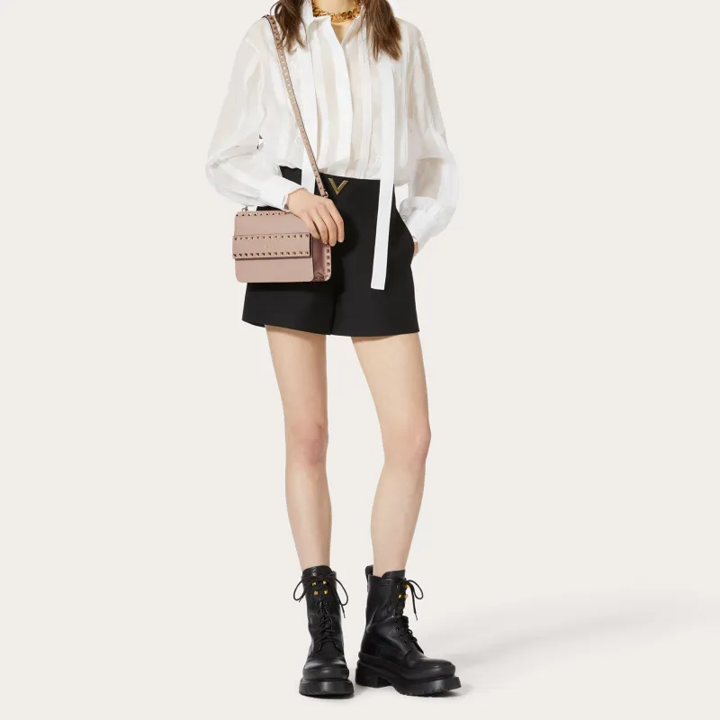 Valentino Calfskin Crossbody Bag, Shoulder Bag Women's Light Pink-3