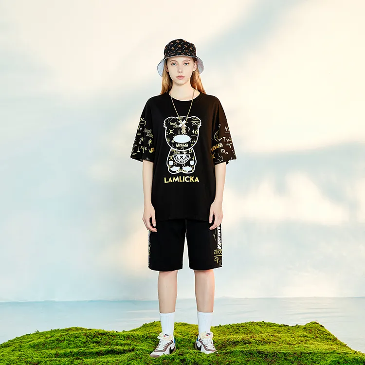 LAMLICKA Loose Fit Shorts Unisex Black-2