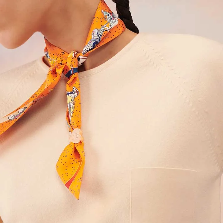 HERMES Silk Scarf Women's Orange-1