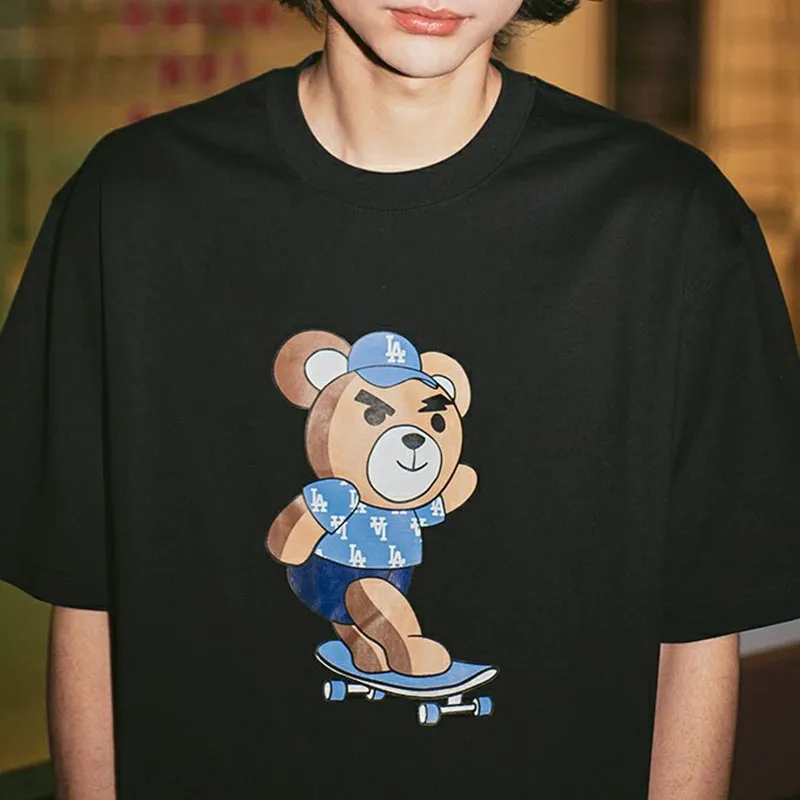 MLB Drop Shoulder Sleeve T Shirt Unisex Black-4