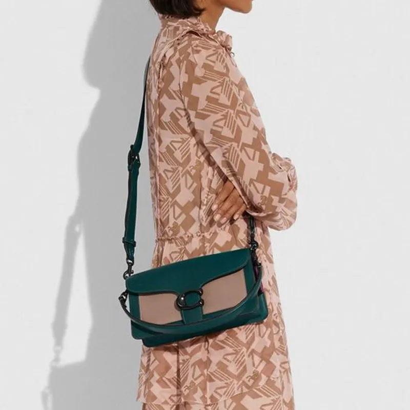 COACH Tabby Leather Shoulder Bag Women's Forest Green Multicolor-6