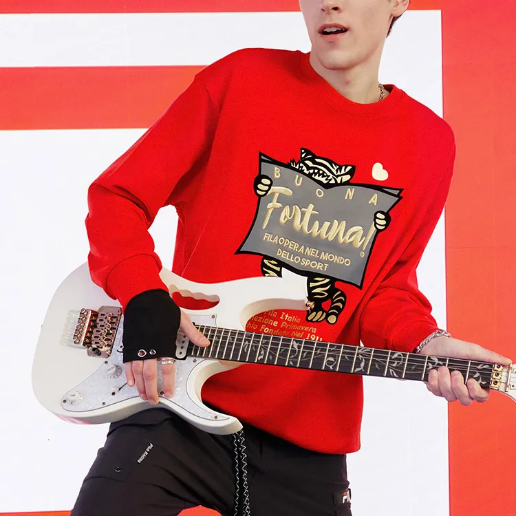 FILA Co branded Year Of The Tiger Collection Sweatshirts Unisex Legend Red-4
