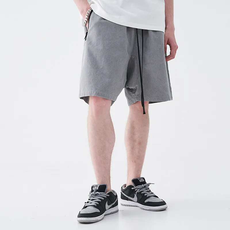 HARSH AND CRUEL Wax Washed Cotton Fabric Loose Fit Shorts Unisex-3