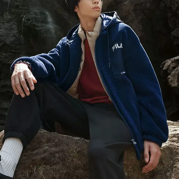 FILA Velvet Jackets Men Smoke Blue-3