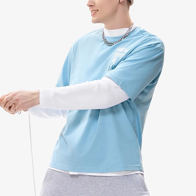 FILA FUSION Drop Shoulder Sleeve T-Shirt Unisex Blue Hyacinth-5