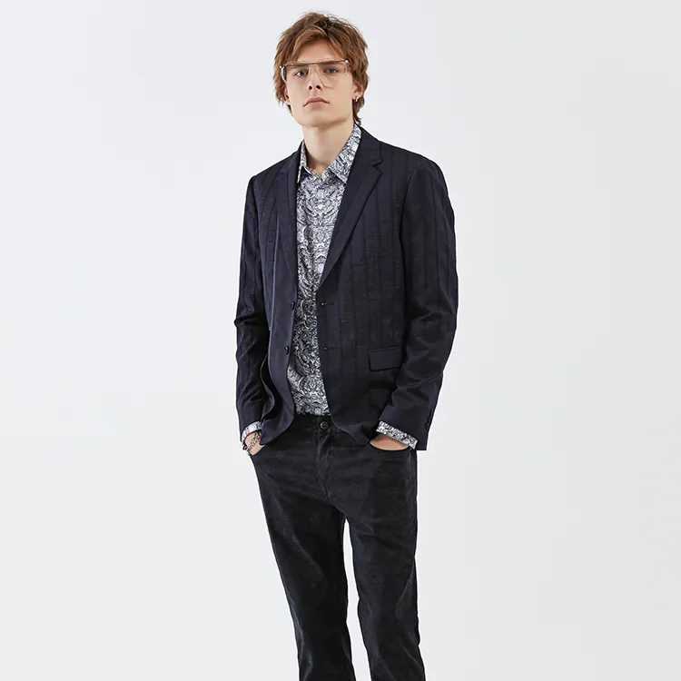 DAVID NAMAN Business Suits Men Navy Blue-3