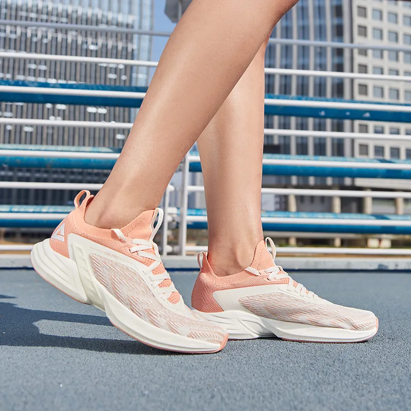 PEAK Light Speed 002 PRO Low Top Running Shoes Women's Pink Ecru-6
