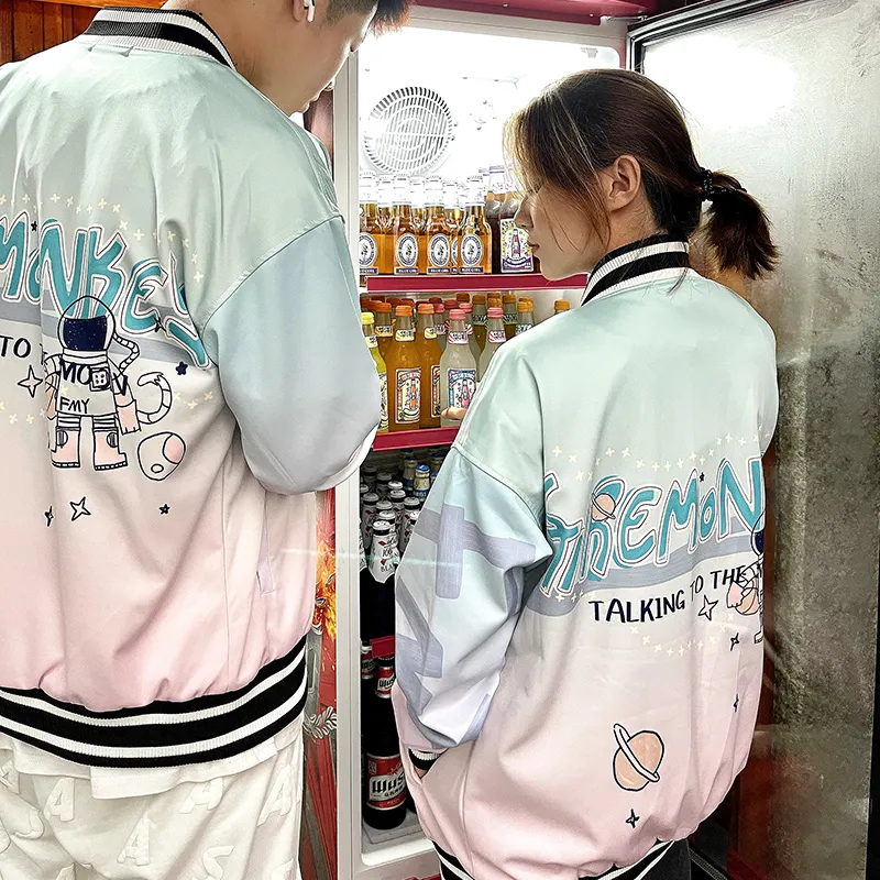 FireMonkey Fall Baseball Jacket Unisex Pink-2