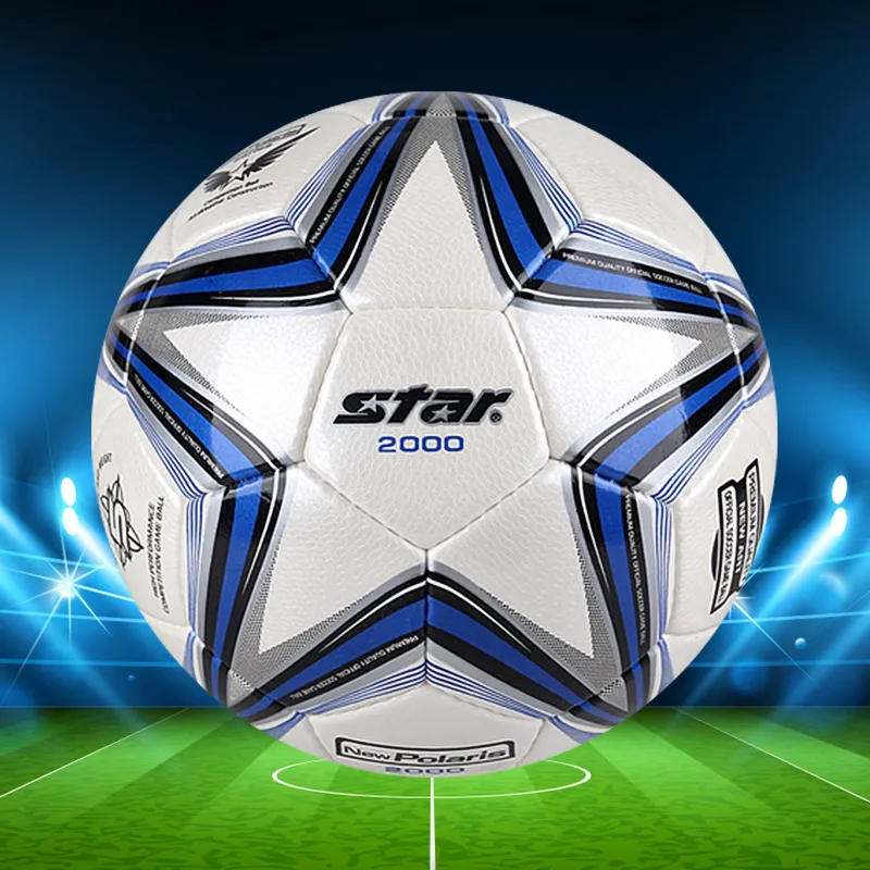 Star Size 5 Soccer PU Hand Stitched Soccer Ball Unisex Silver Blue-2