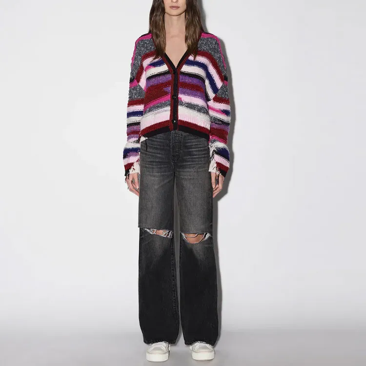 AMIRI Striped Fringe Detailed Cardigan-2