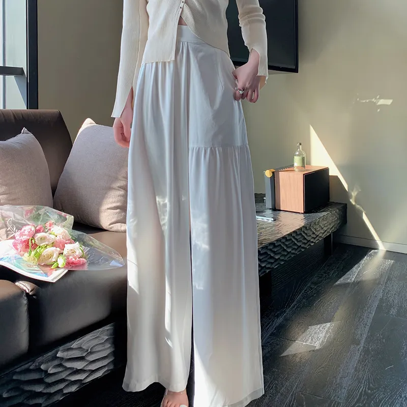 CLOUD SEASON Wide Leg Casual Pants Women's White-3