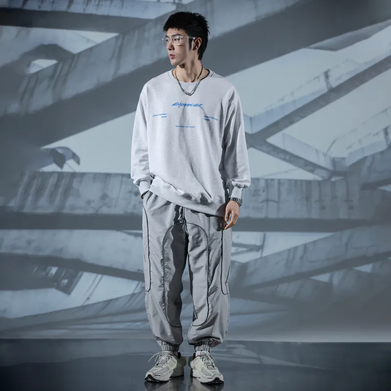 ENSHADOWER Crew Neck Loose Fit Regular Sweatshirt Unisex Gray-4
