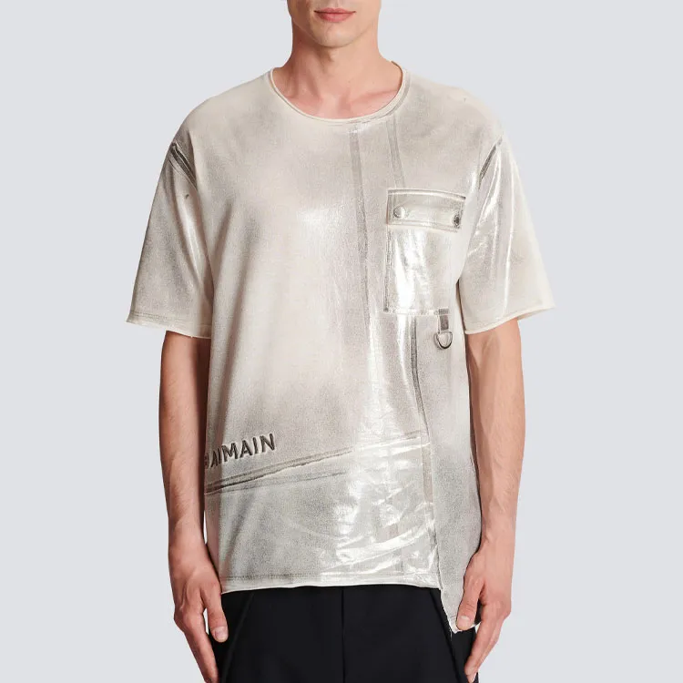 BALMAIN T-Shirts Men Silver-4