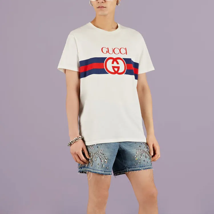 GUCCI Interlocking G Cotton T Shirt-4