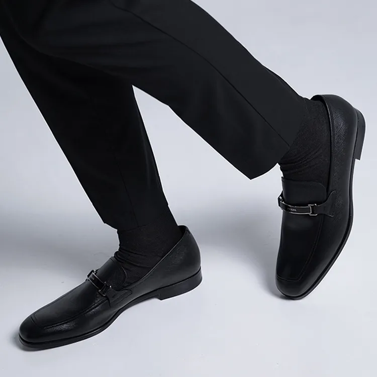PRADA Casual Leather Shoes Men's Black-5