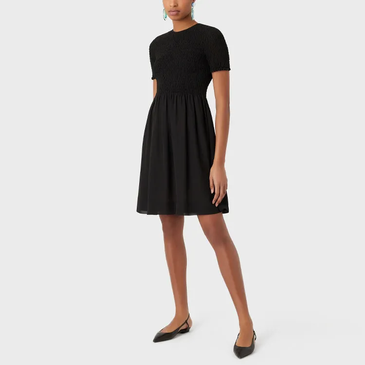 EMPORIO ARMANI Short Sleeved Dresses Women's Black-1