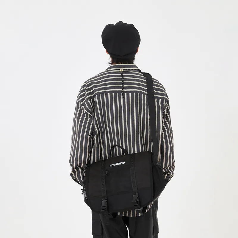 MostwantedLab Nylon With Polyester Backpack Shoulder Bag Crossbody Bag Handbag Regular Unisex Black-2