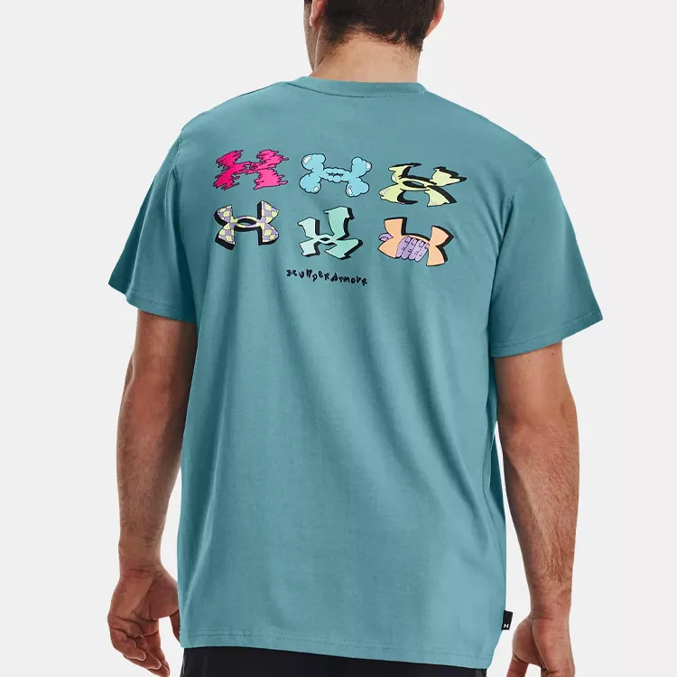 Under Armour T Shirts Men Serene Aqua Blue-4