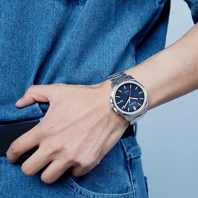 ROSSINI Medallion Collection Automatic Mechanical Movement Stainless Steel Watchband Watch Men's Watches Blue Dial-4