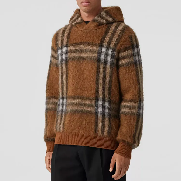 Burberry Exaggerated Check Wool Mohair Blend Hoodie-3