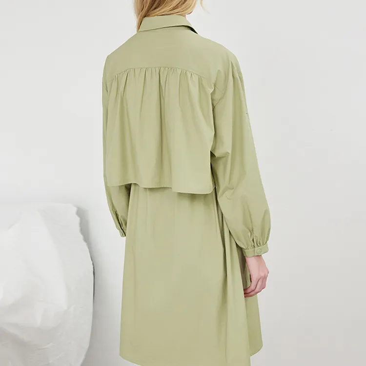 BASIC HOUSE Long-Sleeved Dresses Women's Green-1