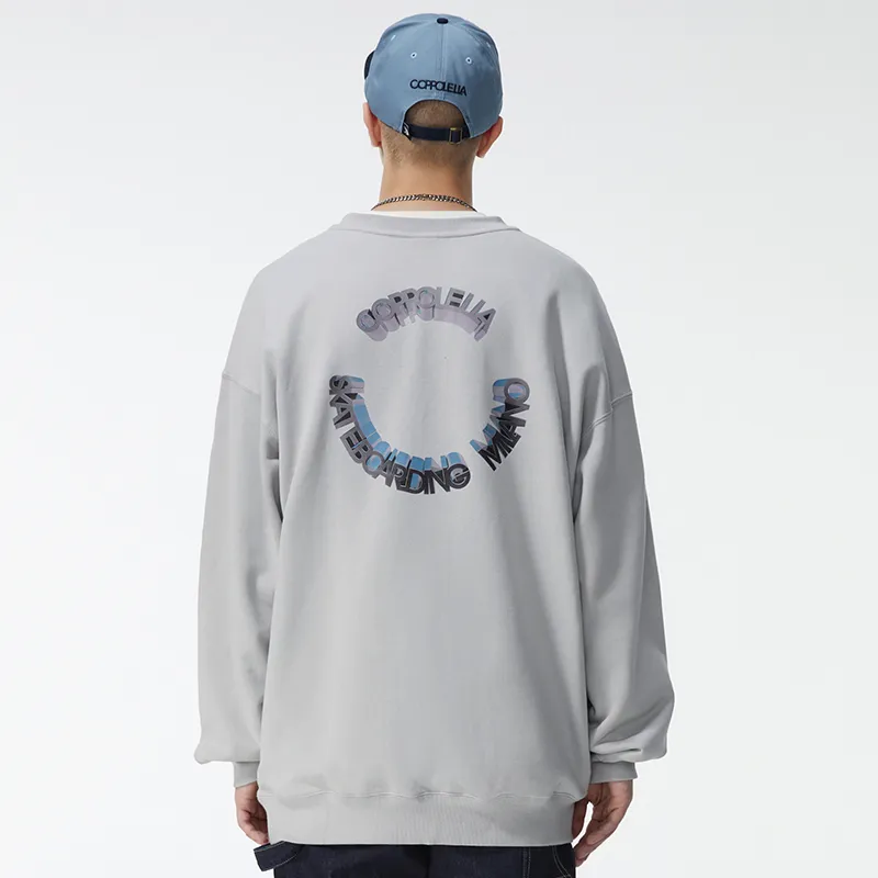 COPPOLELLA Crew Neck Loose Fit Regular Sweatshirt Unisex Gray-3