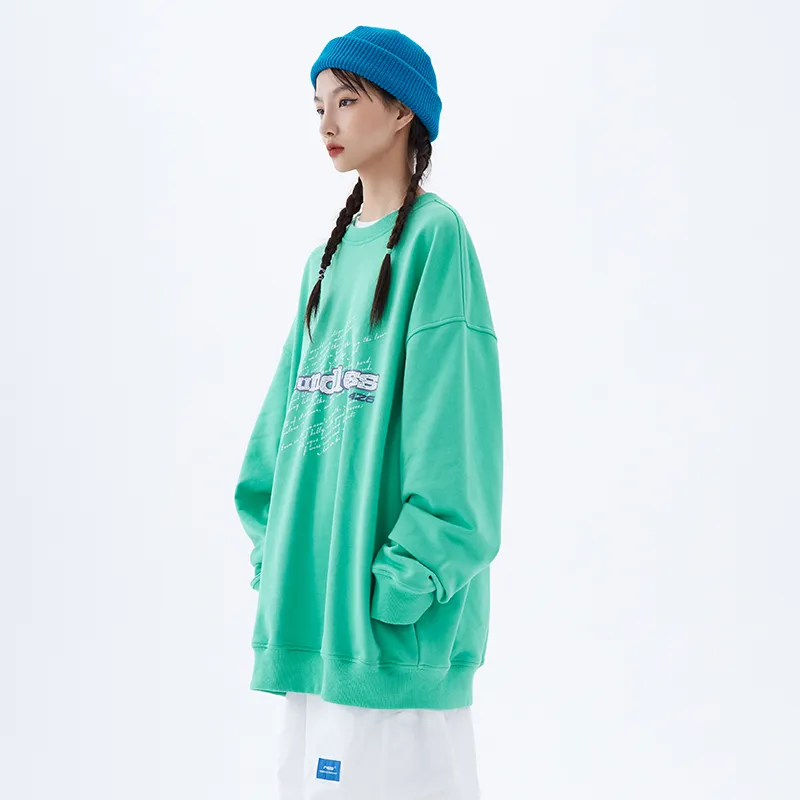 F426 Crew Neck Loose Fit Regular Sweatshirt Unisex Fruit Green-3