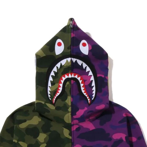 A BATHING APE Color Camo Shark Full Zip Hoodie FW22 Blue Red A BATHING APE Color Camo Shark Full Zip Hoodie FW22 Blue Red